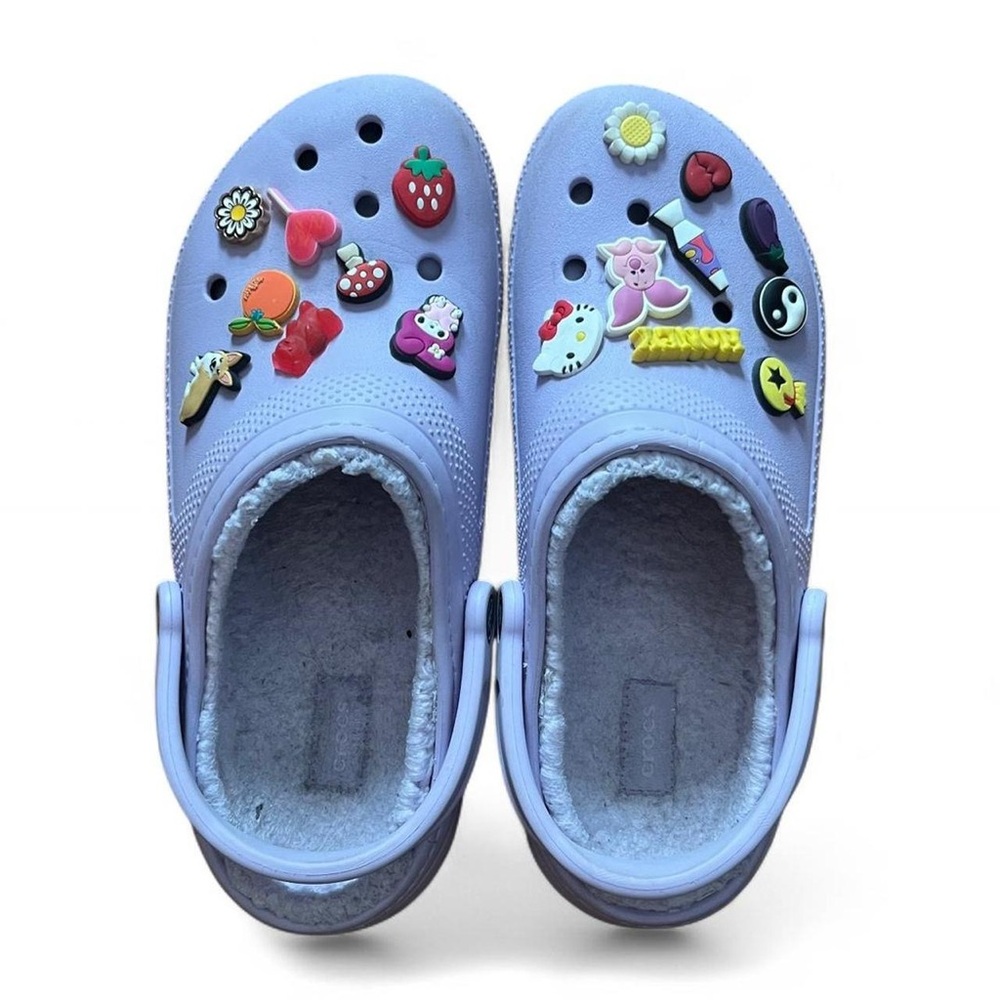 Lavender Purple Crocs with Fur Lining and Jibbitz
